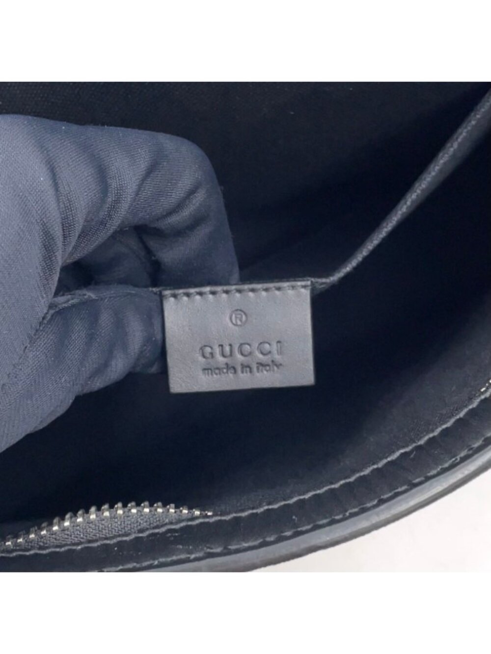 ★SOLD★ Gucci GG Supreme Webbing Line Leather Black Clutch Silver - Picture 4 of 15